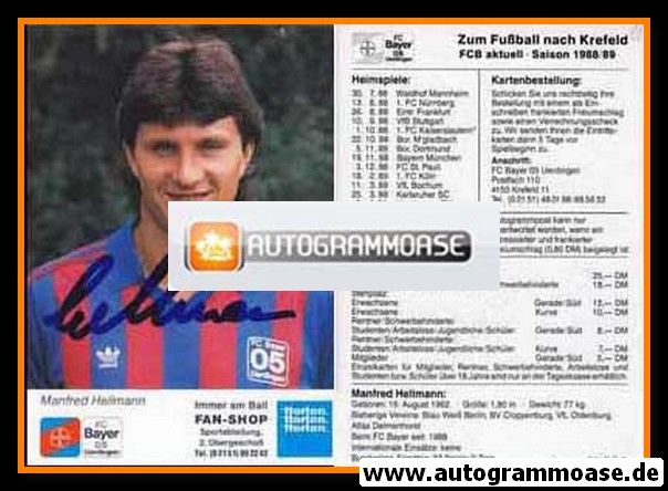 Autogramm Fussball | KFC Uerdingen 05 | 1988 | Manfred HELLMANN