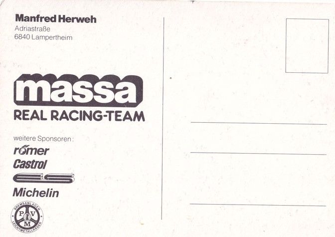 Autogramm Motorrad | Manfred HERWEH | 1980er (Rennszene Color) Massa 2