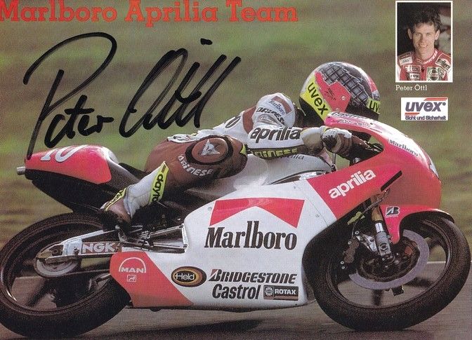 Autogramm Motorrad | Peter ÖTTL | 1990er (Collage Color) Aprilia