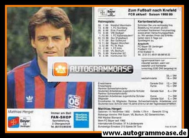 Autogramm Fussball | KFC Uerdingen 05 | 1988 | Matthias HERGET