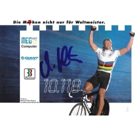 Autogramm Radsport | Michael HÜBNER | 1980er (Jubelszene Color) Weltrekord