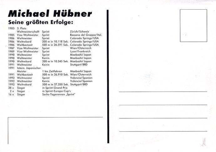 Autogramm Radsport | Michael HÜBNER | 1980er (Jubelszene Color) Weltrekord