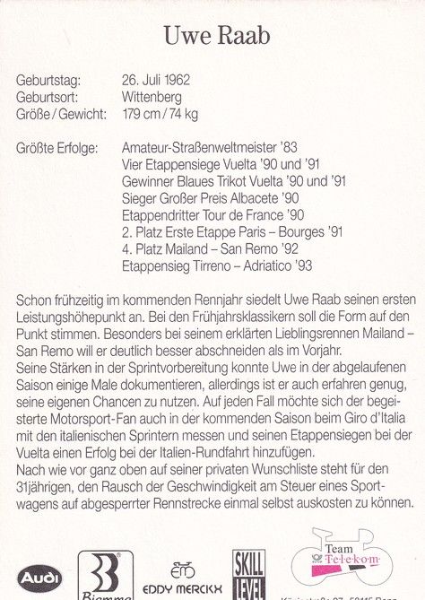 Autogramm Radsport | Uwe RAAB | 1993 (Rennszene Color) Telekom