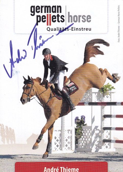 Autogramm Reiten | Andre THIEME | 2010er (Sprungszene Color) German Pellets