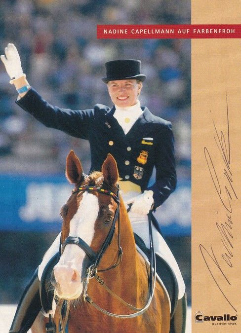 Autogramm Reiten | Nadine CAPELLMANN | 2002 (Jubelszene Color Farbenfroh) OS-Gold
