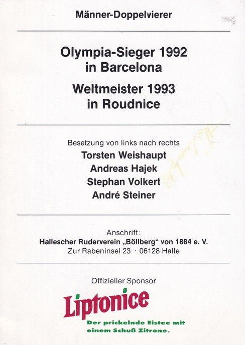 Autogramme Kanu | HERREN DOPPELVIERER | 1993 (Portrait Color Liptonice) OS-Gold