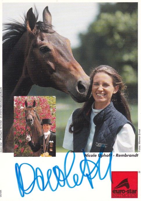 Autogramm Reiten | Nicole UPHOFF | 1990er (Collage Color Rembrandt) OS-Gold