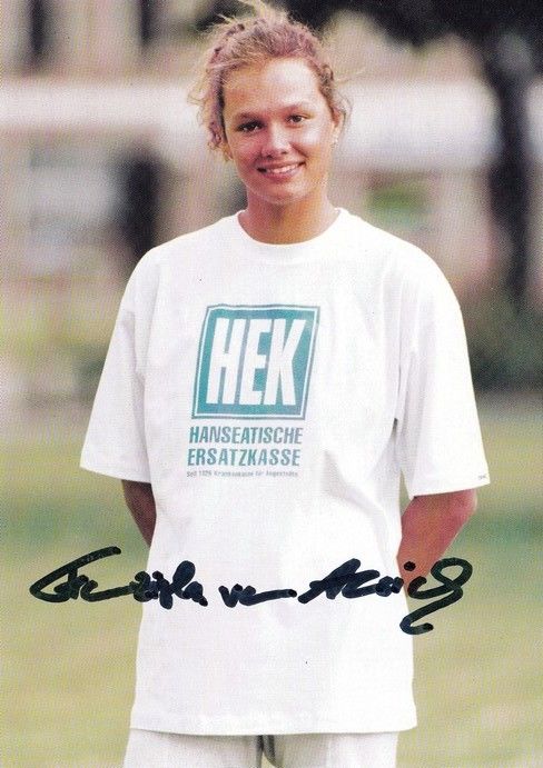 Autogramm Schwimmen | Franziska VAN ALMSICK | 1990er (Portrait Color HEK) OS-Silber