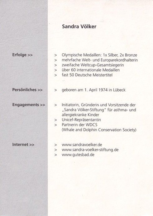 Autogramm Schwimmen | Sandra VÖLKER | 2000er (Collage Color) bod