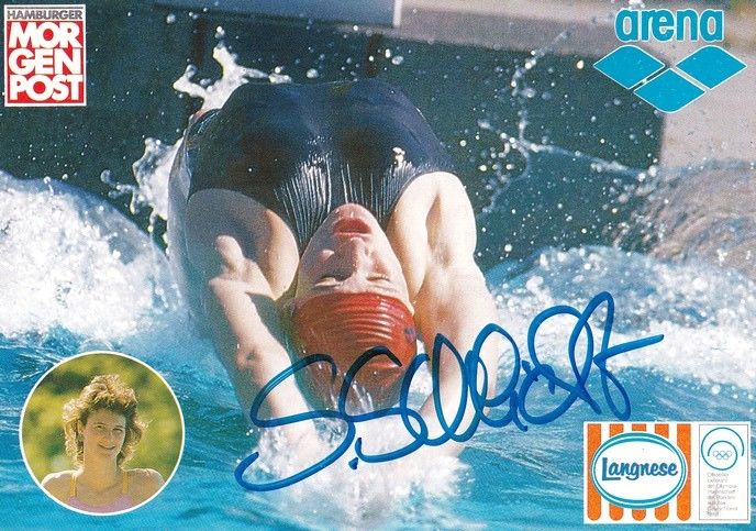 Autogramm Schwimmen | Svenja SCHLICHT | 1987 (Collage Color) OS-Silber