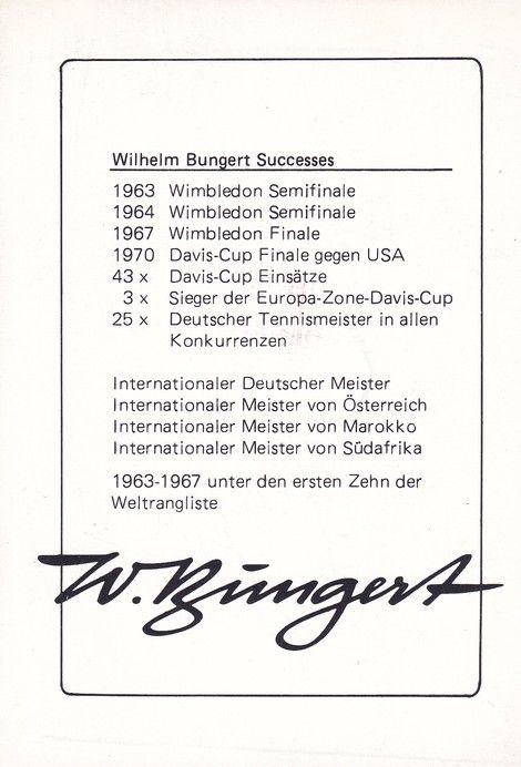 Autogramm Tennis | Wilhelm BUNGERT | 1980er (Spielszene SW)