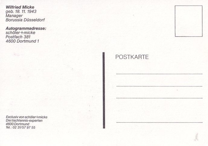 Autogramm Tischtennis | Wilfried MICKE | 1990er (Portrait Color) Adidas