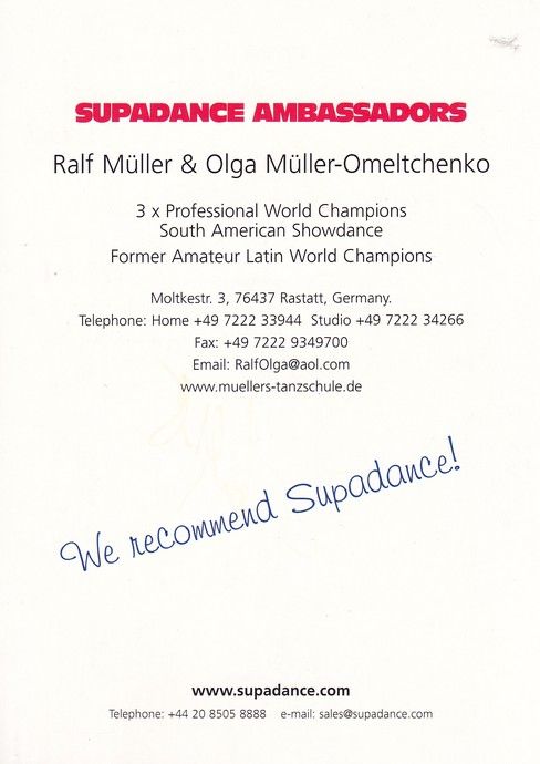Autogramme Tanzen | Olga + Ralf MÜLLER | 1990er (Tanzszene Color) Supadance