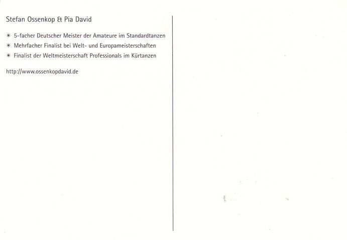 Autogramme Tanzen | Pia DAVID + Stefan OSSENKOP | 2000er Druck (Tanzszene Color)