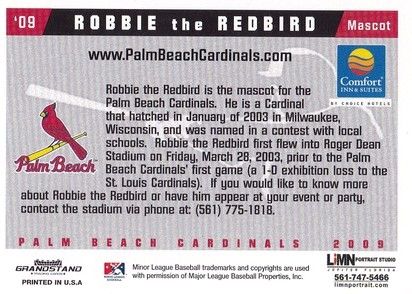 Autogramm Baseball | Palm Beach Cardinals | 2008 | ROBBIE THE REDBIRD (Maskottchen)