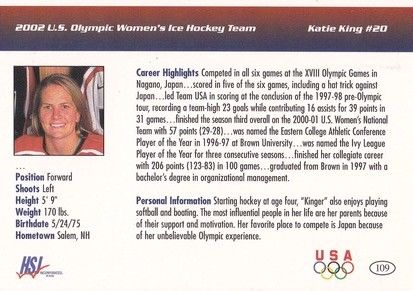 Autogramm Eishockey | USA | 2002 | Katie KING (OS-Gold)