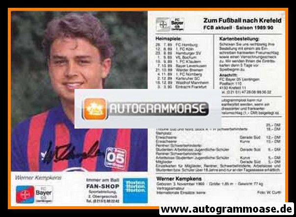 Autogramm Fussball | KFC Uerdingen 05 | 1989 | Werner KEMPKENS