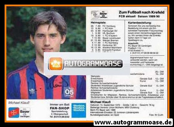 Autogramm Fussball | KFC Uerdingen 05 | 1989 | Michael KLAUSS
