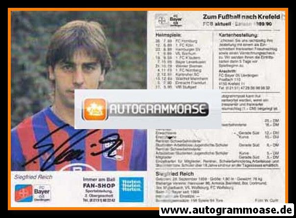Autogramm Fussball | KFC Uerdingen 05 | 1989 | Siegfried REICH