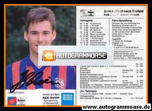 Autogramm Fussball | KFC Uerdingen 05 | 1989 | Jan SCHROERS