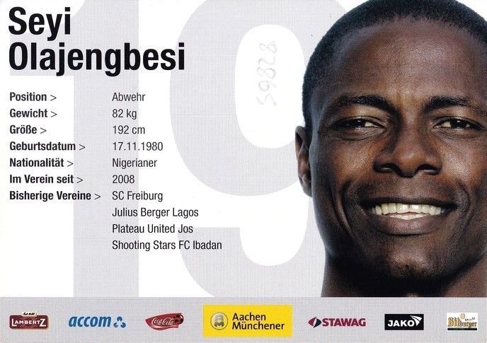 Autogramm Fussball | Alemannia Aachen | 2008 | Seyi OLAJENGBESI