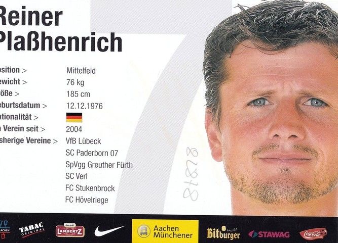 Autogramm Fussball | Alemannia Aachen | 2009 | Reiner PLASSHENRICH
