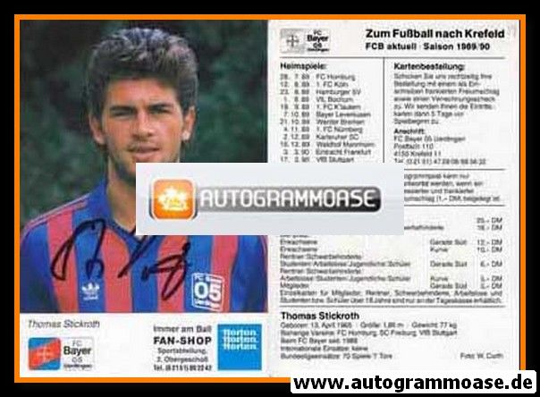 Autogramm Fussball | KFC Uerdingen 05 | 1989 | Thomas STICKROTH