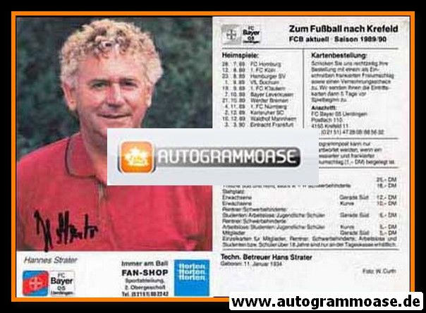 Autogramm Fussball | KFC Uerdingen 05 | 1989 | Hennes STRATER