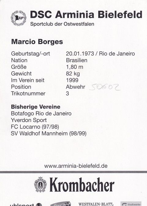 Autogramm Fussball | DSC Arminia Bielefeld | 2004 | Marcio BORGES