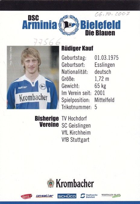 Autogramm Fussball | DSC Arminia Bielefeld | 2007 | Rüdiger KAUF