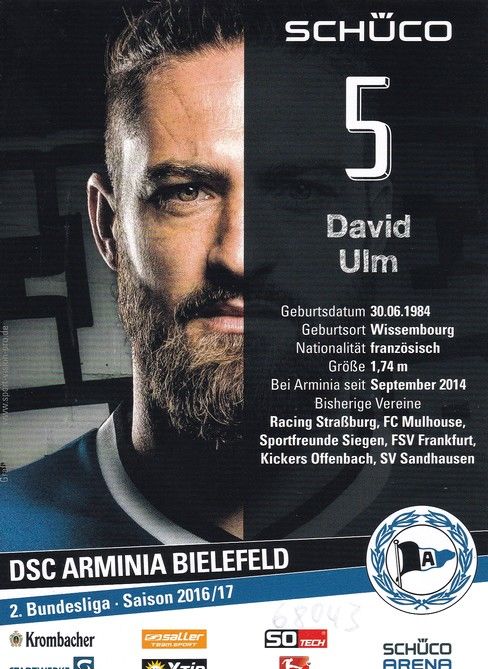 Autogramm Fussball | DSC Arminia Bielefeld | 2016 | David ULM