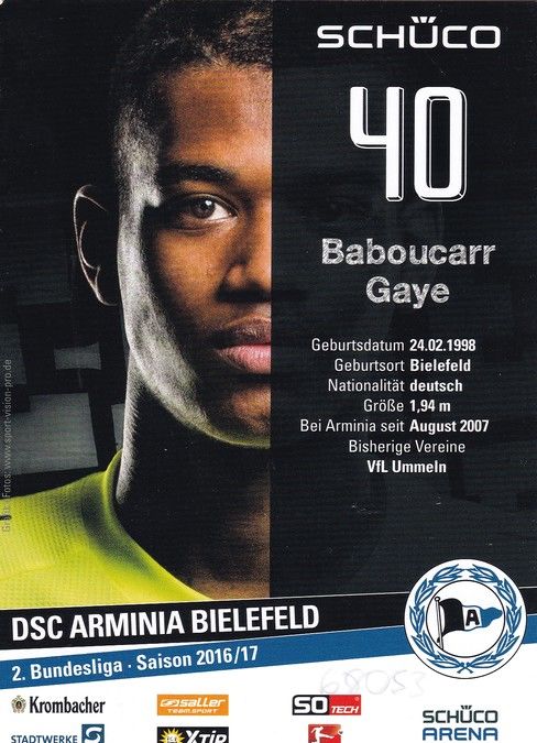 Autogramm Fussball | DSC Arminia Bielefeld | 2016 | Baboucarr GAYE