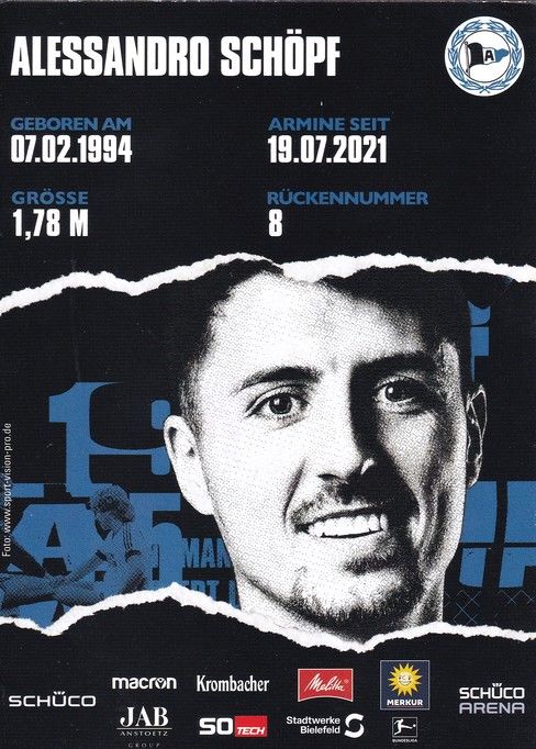 Autogramm Fussball | DSC Arminia Bielefeld | 2021 | Alessandro SCHÖPF