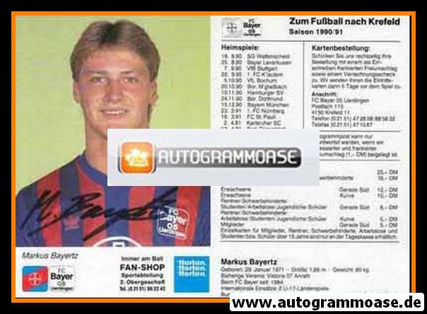 Autogramm Fussball | KFC Uerdingen 05 | 1990 | Markus BAYERTZ