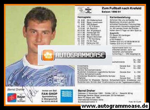Autogramm Fussball | KFC Uerdingen 05 | 1990 | Bernd DREHER
