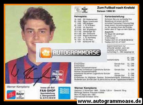 Autogramm Fussball | KFC Uerdingen 05 | 1990 | Werner KEMPKENS