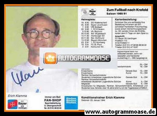 Autogramm Fussball | KFC Uerdingen 05 | 1990 | Erich KLAMMA