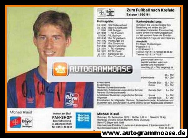 Autogramm Fussball | KFC Uerdingen 05 | 1990 | Michael KLAUSS