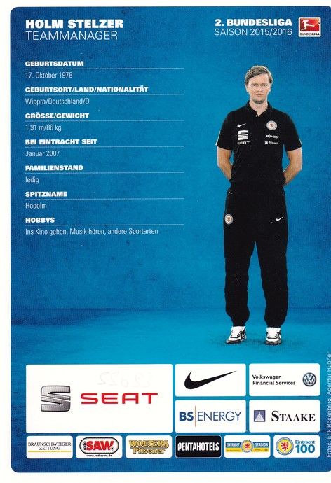 Autogramm Fussball | Eintracht Braunschweig | 2015 | Holm STELZER