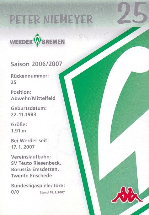 Autogramm Fussball | SV Werder Bremen | 2006 we win | Peter NIEMEYER
