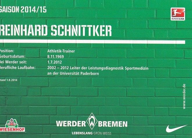 Autogramm Fussball | SV Werder Bremen | 2014 | Reinhard SCHNITTKER