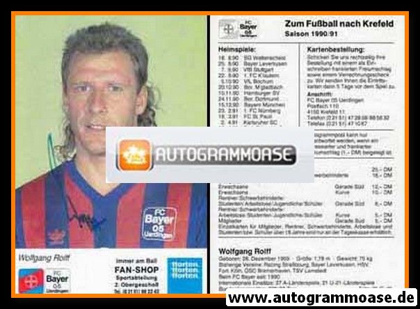 Autogramm Fussball | KFC Uerdingen 05 | 1990 | Wolfgang ROLFF