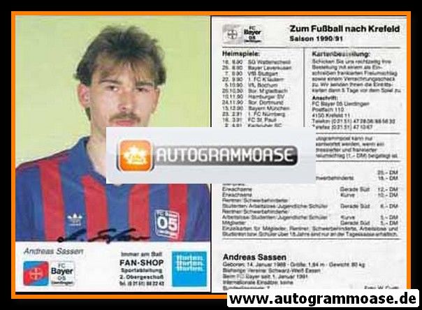 Autogramm Fussball | KFC Uerdingen 05 | 1990 | Andreas SASSEN