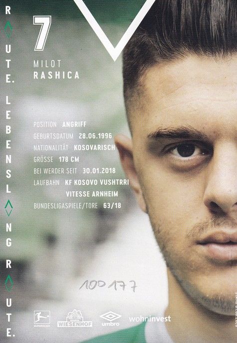 Autogramm Fussball | SV Werder Bremen | 2020 | Milot RASHICA