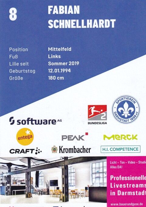 Autogramm Fussball | SV Darmstadt 98 | 2021 | Fabian SCHNELLHARDT