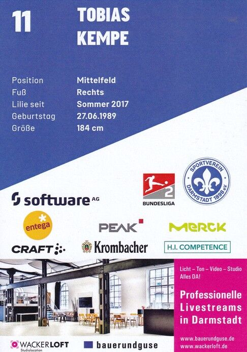Autogramm Fussball | SV Darmstadt 98 | 2021 | Tobias KEMPE