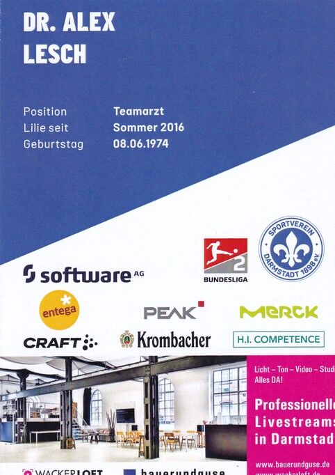 Autogramm Fussball | SV Darmstadt 98 | 2021 | Dr. Alex LESCH