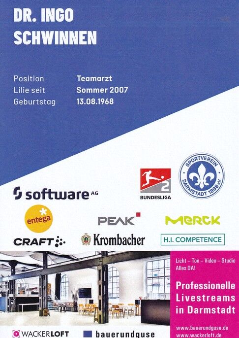 Autogramm Fussball | SV Darmstadt 98 | 2021 | Dr. Ingo SCHWINNEN