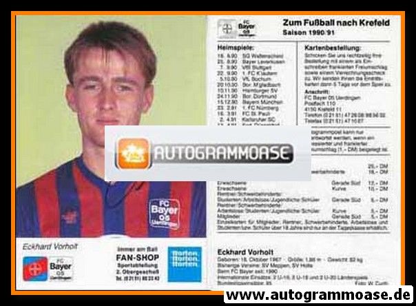 Autogramm Fussball | KFC Uerdingen 05 | 1990 | Eckhard VORHOLT