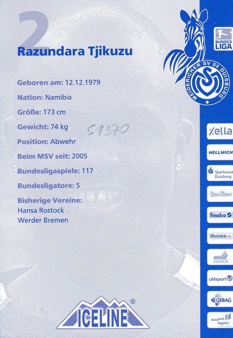 Autogramm Fussball | MSV Duisburg | 2005 | Razundara TJIKUZU